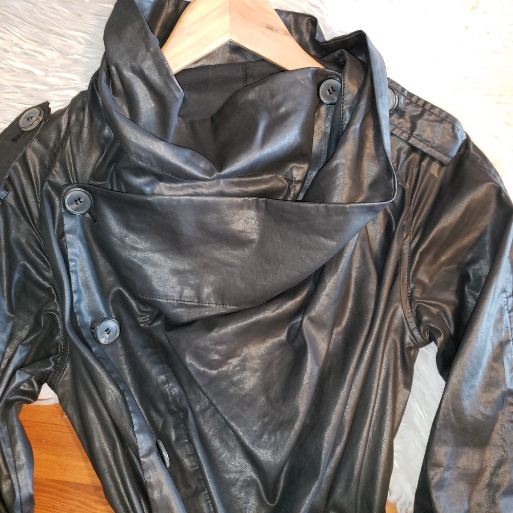 All Saints black jacket oilcloth / leather look